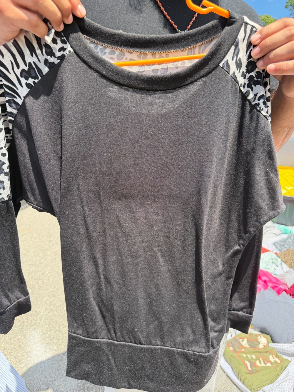 Black top with leopard zebra print